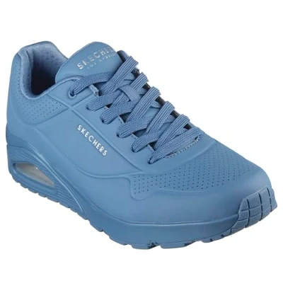 Image of Skechers Men&#039;s Uno Stand on Air Trainers, Blue Durabuck Mesh, 6.5 UK
