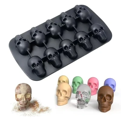 Image of Skull Silicone Ice Cube Tray, 3D Chocolate Moulds, Mould Set, Tray for Trays Whisky, Cocktails, Drinks