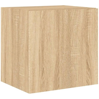 Image of vidaXL TV Wall Cabinet with LED Lights Sonoma Oak 40.5x35x40 cm