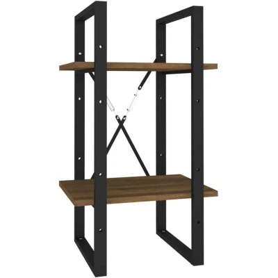Image of vidaXL 2 Tier Book Cabinet Brown Oak 40x30x70 cm Engineered Wood