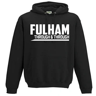 Image of FootballApparelGifts Fulham Through and Premium Hoodie Gift Mens Present (Small) Black