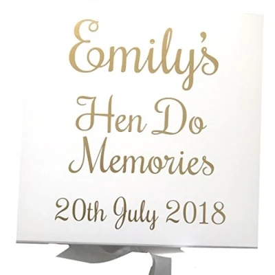 Image of Little Secrets Childrens Clothing Personalised Hen Do Memories Luxury White Ribbon Memory Keepsake Box, Wedding Gift Present