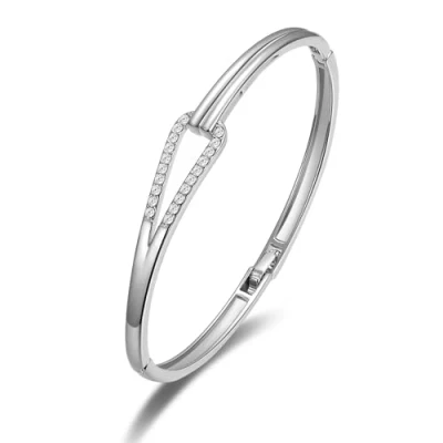 Image of Philip Jones Silver Plated Link Bangle Created with Zircondia® Crystals (7 Inch)