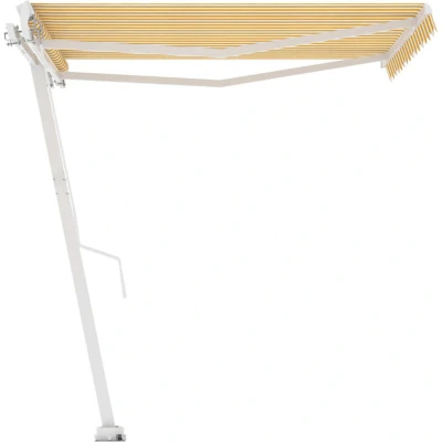 Image of vidaXL Freestanding Manual Retractable Awning 350x250 cm Yellow/White