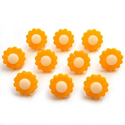 Image of Lightweight Daisy Flower Centre Pop Buttons 15mm Wide Pack of 10 (Orange Petals)
