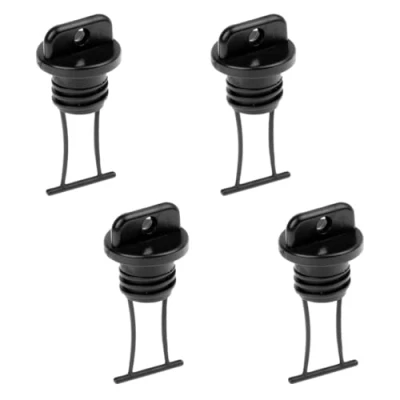 Image of Sharplace 4 Pieces Universal Black Plastic Kayak Dinghy Canoe Boat Hull Thread Drain Plugs Accessories