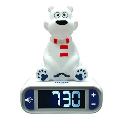 Image of LEXIBOOK Polar Bear Digital Alarm Kids with Night Light Snooze, Childrens Clock, Luminous, White, One Size