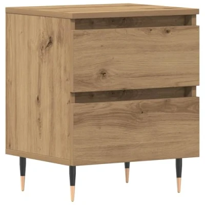 Image of vidaXL Modern Bedside Table Artisan Oak Finish, MDF Wood with Drawers, Perfect for Bedroom