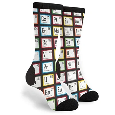 Image of 934 Novelty Office Socks Science Fair Periodic Table Insulated Trainer Recycled Work Unisex For Everyday Men Outdoor 40Cm