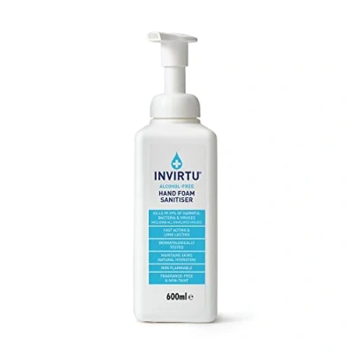 Image of Byotrol INVIRTU Alcohol Free Hand Foam Sanitiser Fragrance Free, &amp; Non Taint 600ml Pump Bottle
