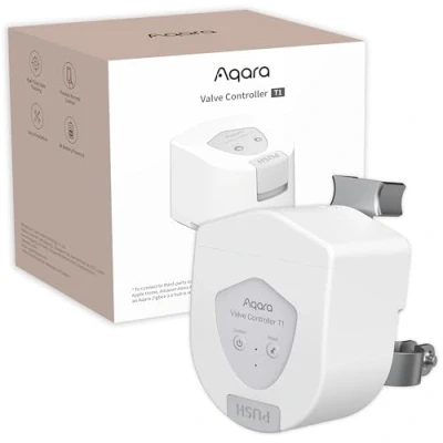 Image of Aqara Smart Valve Controller T1 Matter over Bridge, Requires Zigbee 3.0 Hub, Combined with Water Leak Detectors for Home, Supports App Remote Control Shutoff, HomeKit, Alexa, Google