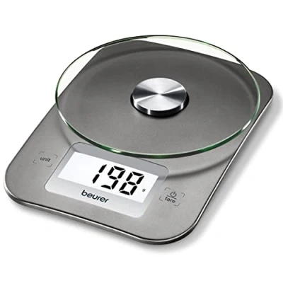 Image of Beurer KS26 Kitchen Scale High Accuracy Digital Food Scales Weight Grams and Oz, 11 lbs Capacity, LCD Display, for Baking, Cooking, Meal Prep, Keto, Coffee Beans More