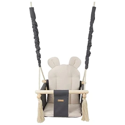 Image of Baby/Toddler Swing, Indoor, Outdoor, Soft seat, Swing Chair (Colour: Grey and Beige)