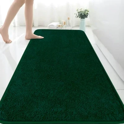 Image of Extra Large Bath Mat 150x60 cm Microfiber Mats for Bathroom Absorbent Rug Non slip Anti Mould Mat, Machine Washable Rugs Bedroom Bathroom, Green