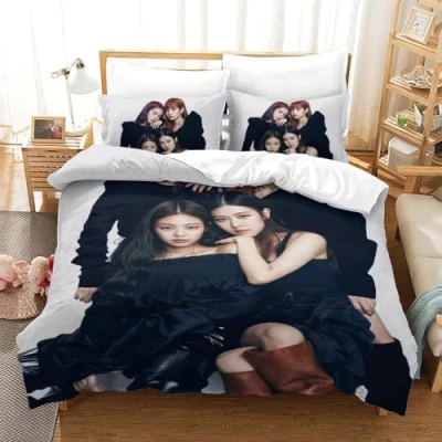 Image of EOASNRTCB Blackpink 3D Printed Duvet Cover And Pillowcases Bedding Set with Zipper Closure Hypoallergenic Soft Microfiber Quilt Single（140x200cm）