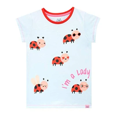 Image of Harry Bear Girls Ladybug T Shirt Blue Age 18 to 24 Months