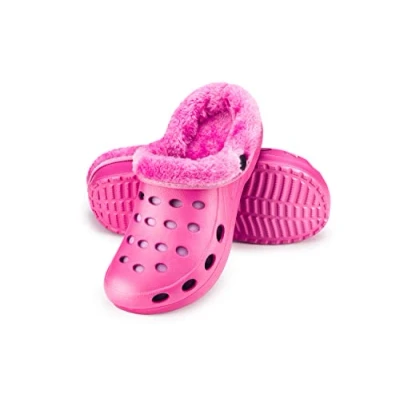 Image of ESTRO Fur Lined Clogs Women Mens Garden Gardening for Men Plastic Shoes A01 (7 UK, Pink)