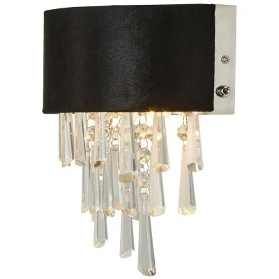 Image of Glamour 2 Light Wall Black Velvet, Clear Crystal