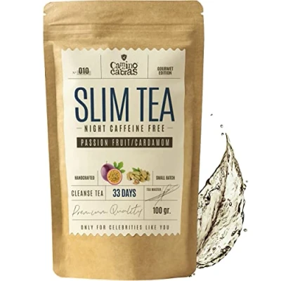 Image of SLIM Tea Night Time Caffeine Free Detox Bloating Relief Gut Health &amp; Calm Rooibos, Fennel, Star Anise, Cardamom, Dandelion Root, Passion Fruit Herbal Infusion 100g