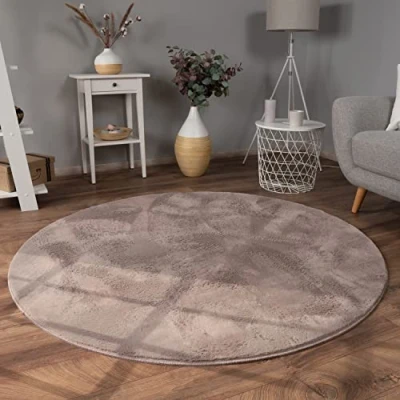 Image of Paco Home Large Rug Faux Fur Fluffy Shaggy High Pile Soft Washable, Size:Ø 100 cm round, Colour:Yellow