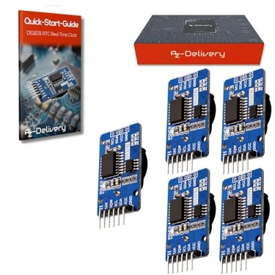 Image of AZDelivery 5 x DS3231 RTC Real Time Clock I2C compatible with Arduino and Raspberry Pi including E Book!