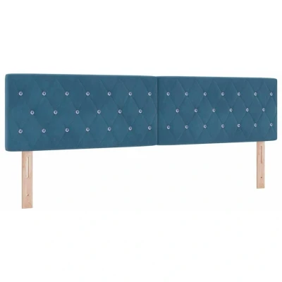 Image of Led Headboard Crystal Button Tufted Dark Blue 90 cm Velvet Vidaxl