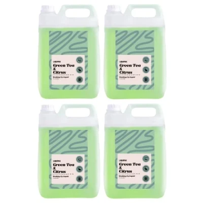 Image of Liquipak Vegan Washing Up Liquid, Refill Green Tea &amp; Citrus 100% Cruelty Free, Removes Tough Stains (4x5 Litres)