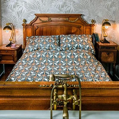 Image of The Chateau Nouveau Heron Double Duvet Cover Set Navy/Cream by Angel Strawbridge