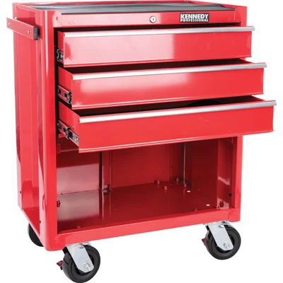 Image of Kennedy Red 3 Drawer Professional Roller Cabinet