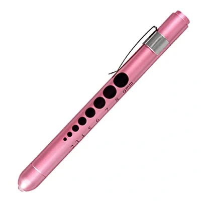 Image of AOICRIE Diagnostic Medical Penlight, Mini Reusable LED Penlight Flashlight Pen Torch, Torch Doctor Nurse Emergency Light with Pupil Gauge and Ruler (Rose Gold)