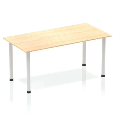 Image of Impulse 1400mm Straight Table Maple Top Silver Post Leg