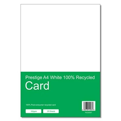 Image of Prestige A4 White 100% Recycled Card 160gsm 25 Sheets