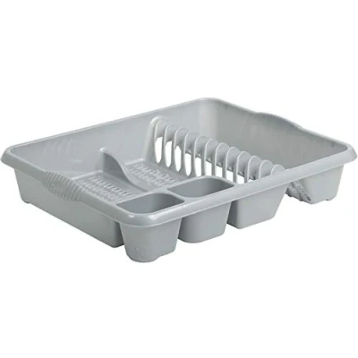 Image of Plastic Dish Drainer Cutlery Holder Organizer Kitchen Sink Plate Tidy Caddy (Silver)