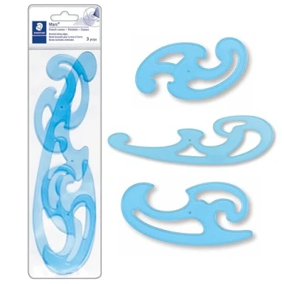 Image of STAEDTLER 571 40 WP Mars French Curve Drawing Template Set (Pack of 3 Assorted Sizes &amp; Shapes)