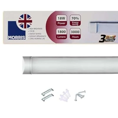 Image of Morris LED Batten Slimline Tube Light 2FT 3FT 4FT 5FT 6FT Wall/Ceiling Mount (4000k) (2FT (60cms))