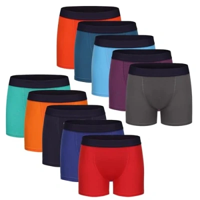 Image of Boys Boxer Shorts 10 Pack Cotton Blend Boy&#039;s Boxers Underwear with 4 Way Stretch, Breathable Soft Fabric, Double Front Panel &amp; Elastic Waistband (UK, Age, Years, 5 Regular, Bright)