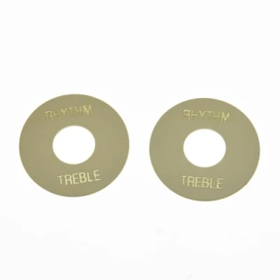 Image of KAISH 2pcs Cream with Gold Letter LP Guitar Toggle Switch Washer Plate Rhythm Treble Ring for Les Paul