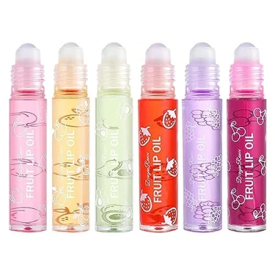Image of Fruity Roll On Lip Gloss For Girls, 6 Fruit Flavor Kiss ing Women And Clear Scented Glosses