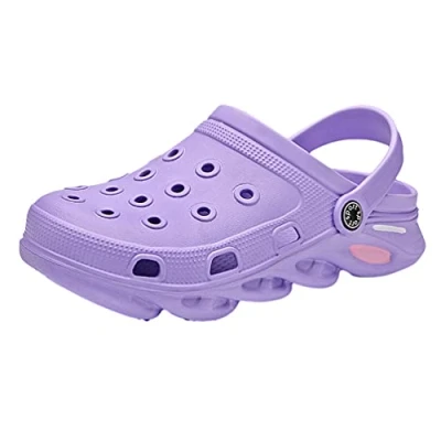 Image of Rengzun Men’s Clogs Slip On Garden Shoes Breathable Mesh Sandals Unisex Lightweight EVA Slippers Size 3 12 Purple