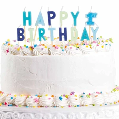 Image of amscan 9911947 Happy 1st Birthday Blue Pick Cake Candles 12 Pieces