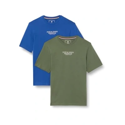 Image of JACK &amp; JONES Men&#039;s Jprbluarchie Ss Tee Cn Ss24 2pk Mp T Shirt, Blue, L