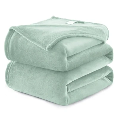 Image of WAVVE Fleece Blanket Sofa Throw Sage Green 4ft x 5ft Fluffy Soft Warm Versatile for Sofa/Couch/Bed Throw/Single Size,130x150 cm
