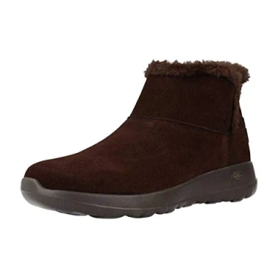 Image of Skechers Women&#039;s On the go Joy Bundle Up Ankle Boots, Brown Chocolate Suede Chocolate, 4 UK