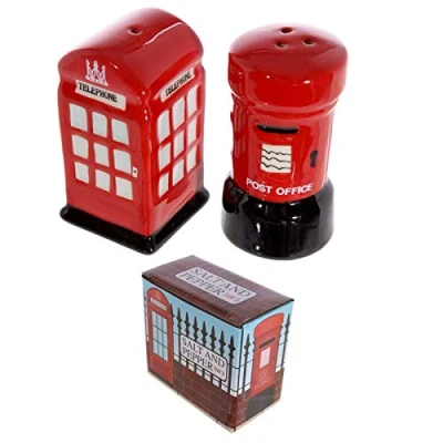 Image of Novelty Ceramic Telephone and Letterbox Salt Pepper Set