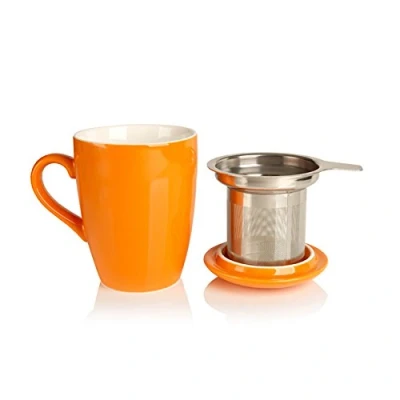 Image of Porcelain Mug with Tea Infuser (Orange)