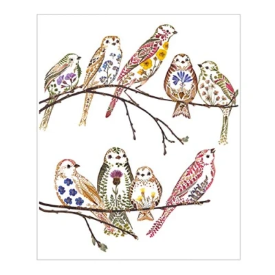Image of Wildflower Sparrows and Flowers Greetings Card with White Envelope Museums Galleries