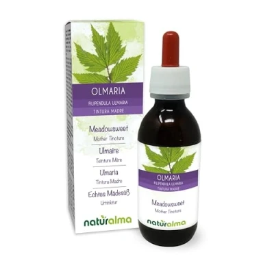 Image of Meadowsweet (Filipendula ulmaria or Spirea ulmaria) Flowers Alcohol Free Mother Tincture Naturalma Liquid Extract Drops 120 ml Food Supplement Vegan