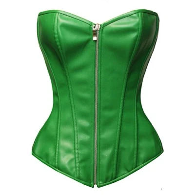 Image of Bslingerie® Womens Faux Leather Corset Top (Green, XXL)