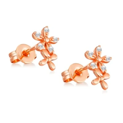Image of Philip Jones Rose Gold Plated Flower Earrings Created with Zircondia® Crystals