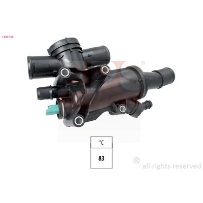 Image of 30725119, 30735589, 30757523, 8653805 Engine thermostat EPS 1.880.748 83C Made in Italy OE Equivalent with seal FORD: S Max Mk1, MONDEO 4, Focus 2